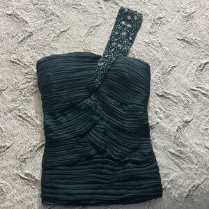 Twenty Dark Green One Shoulder Top